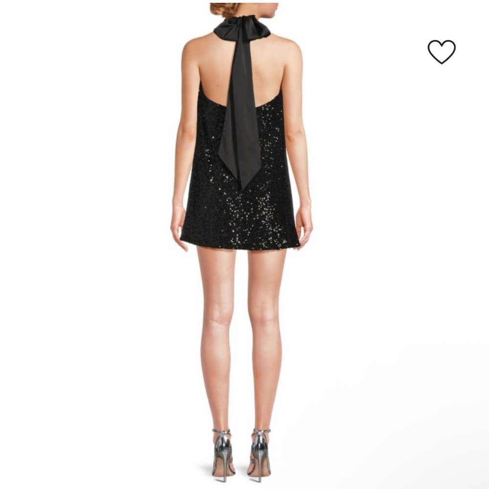 NWT Ramy Brook Black Sequin Halter Dress - Picture 2 of 7
